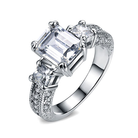 Emerald Cut CZ Diamond Solitaire Alternative Engagement Rings