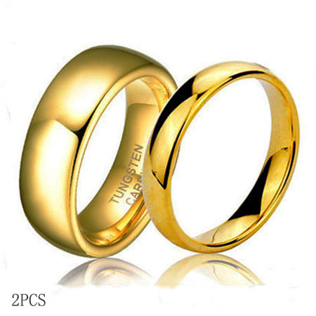 Yellow Gold Tungsten Carbide Wedding Bands for Men and Women