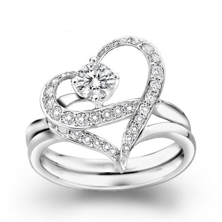 Unique Double Heart Promise Rings for Girlfriend - Click Image to Close