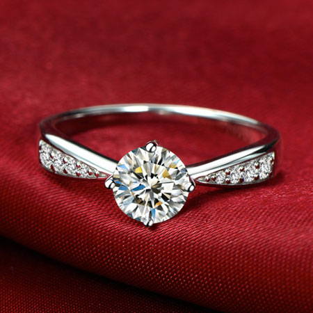 Silver Round Man-made Diamond Engagement Rings for Woman - Click Image to Close