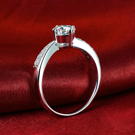 Silver Round Man-made Diamond Engagement Rings for Woman - Click Image to Close