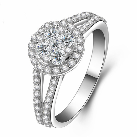 Halo 4 Carat SONA Diamonds Cushion Cut Diamond Engagement Rings - Click Image to Close