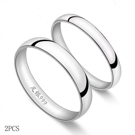 Engravable 999 Pure Silver Rings Sterling Silver Wedding Bands - Click Image to Close