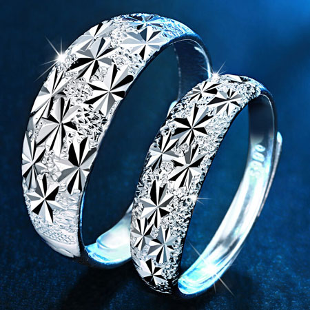 Romantic Sterling Silver Bands for Couples Unique Design - Click Image to Close