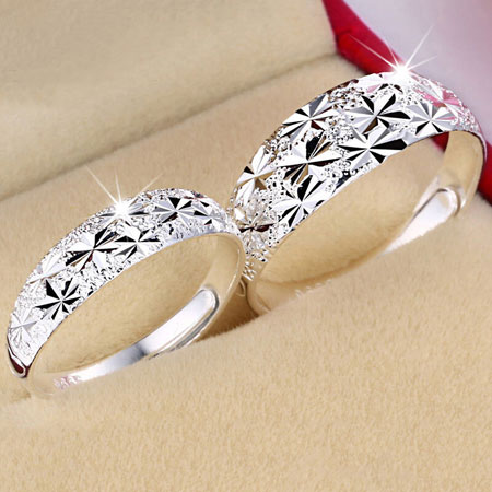 Romantic Sterling Silver Bands for Couples Unique Design - Click Image to Close