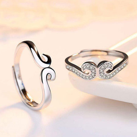 Unique Mustache Crown Couple Rings with Magic Love Spells - Click Image to Close