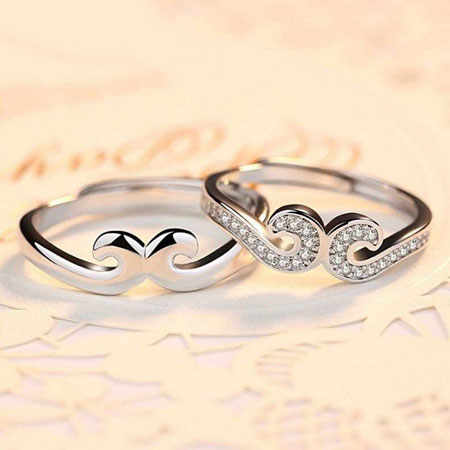 Unique Mustache Crown Couple Rings with Magic Love Spells - Click Image to Close