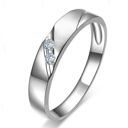 Unique Mens 18k White Gold Wedding Bands with Diamonds - Click Image to Close