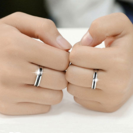 Cool Black Sideways Cross Rings Friendship Rings - Click Image to Close