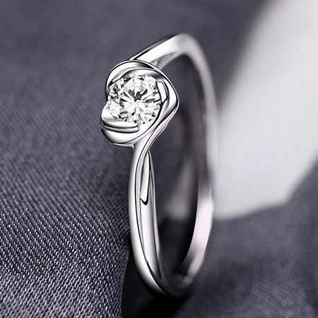 Silver Simulated Diamond Rings with Twisted Heart for Women - Click Image to Close
