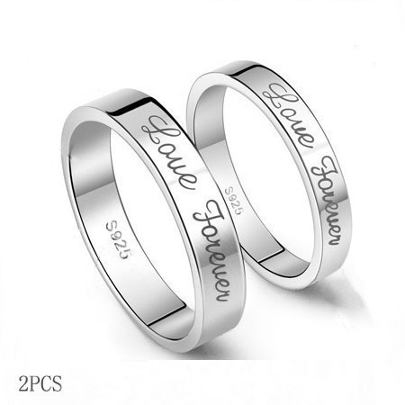 Heart Rings For Women Men Silver Rings For Lovers Couple Rings Engraved Couple Name Ring His and Her Promise Rings Matching Couple Ring