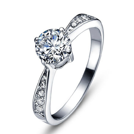 Silver Round Man-made Diamond Engagement Rings for Woman [C270115]