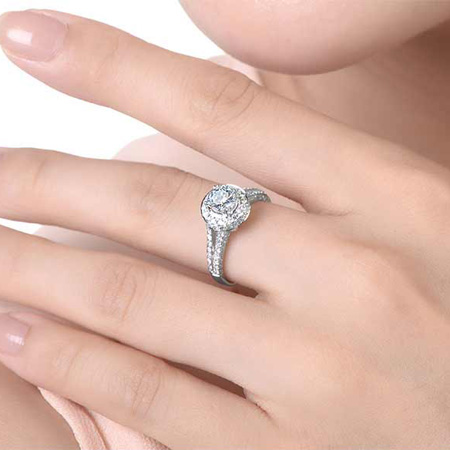 Halo 4 Carat SONA Diamonds Cushion Cut Diamond Engagement Rings