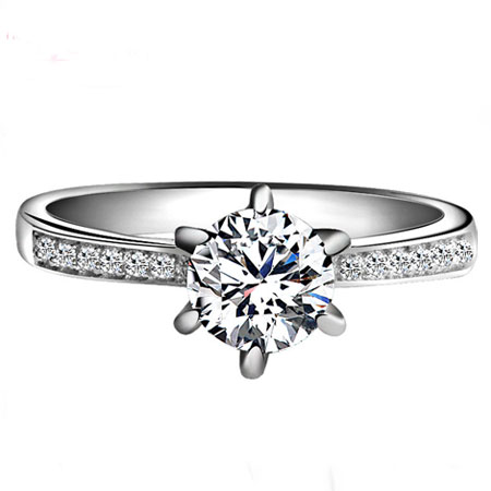 925 Sterling Silver Cubic Zirconia Princess Cut Engagement Ring [C270127]