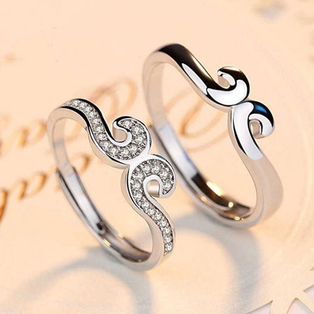 Unique Mustache Crown Couple Rings with Magic Love Spells
