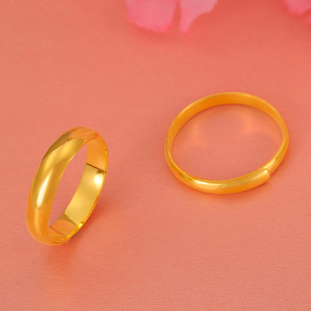Pure Plain Gold Rings 24K Yellow Gold Wedding Bands for Men